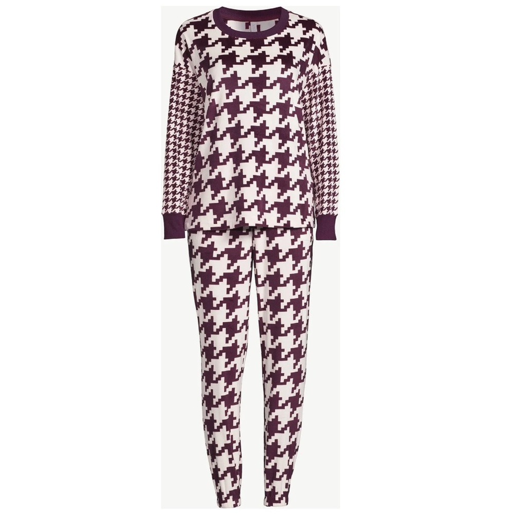 Women's Velour Pajama Sleep Set with Eye Mask, 3-Piece, Sizes